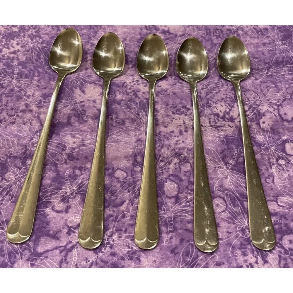 The Main Course MNF3 Iced Tea Spoons‎ Korea Stainless Flatware Set of 5 Vintage